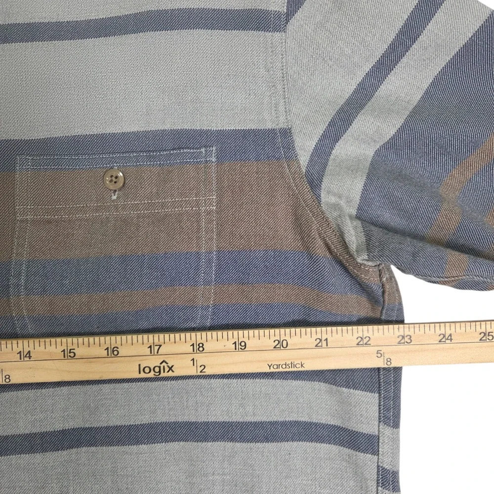 J. Crew‎ Flannel Shirt Men Large Gray Brown Striped Excellent Cotton Preppy